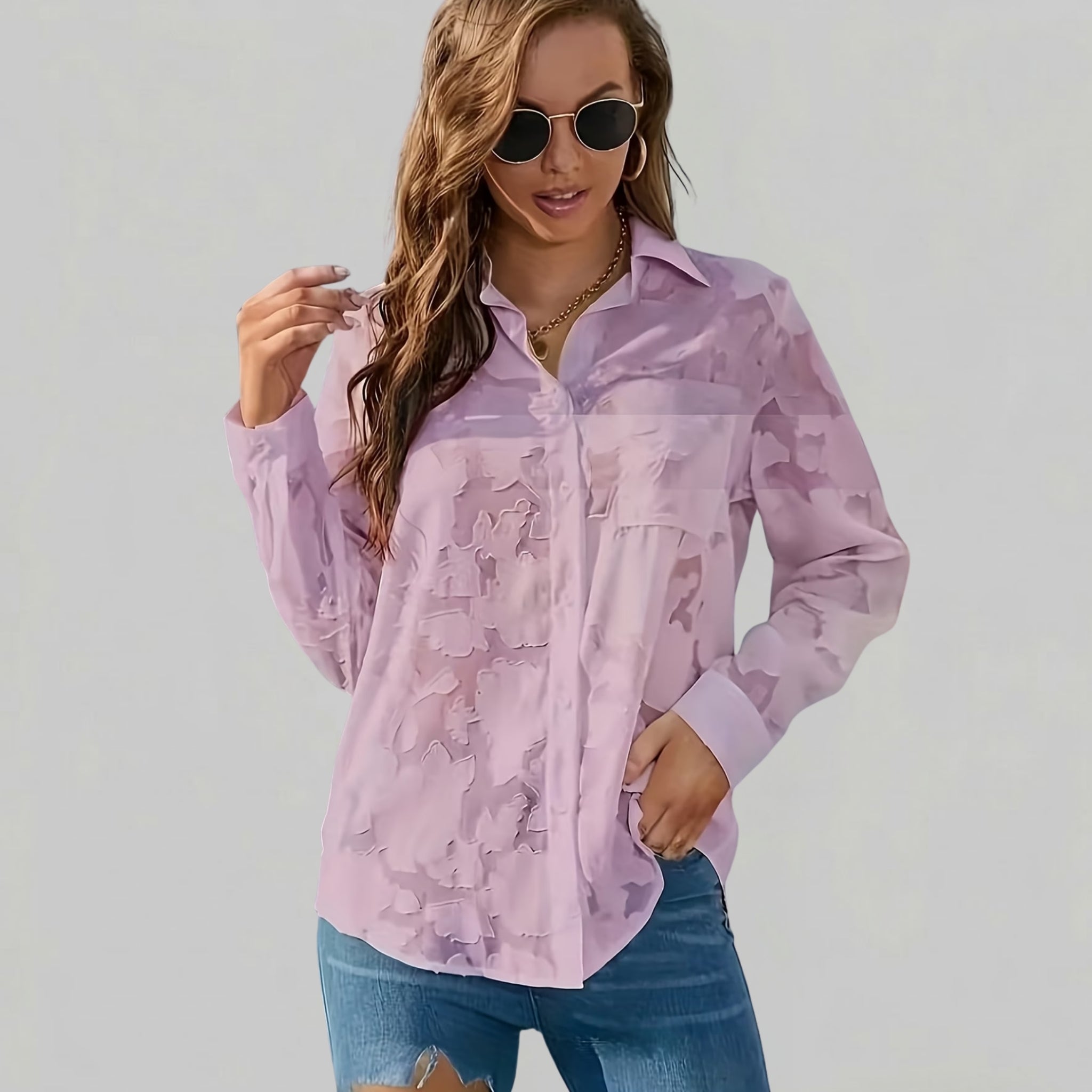 Women’s Floral Fil-Coupé Button-Down Shirt