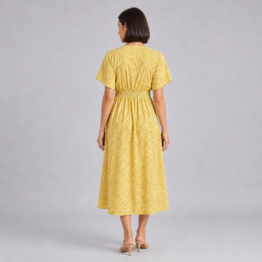 Women’s Floral Flutter-Sleeve Smocked Dress