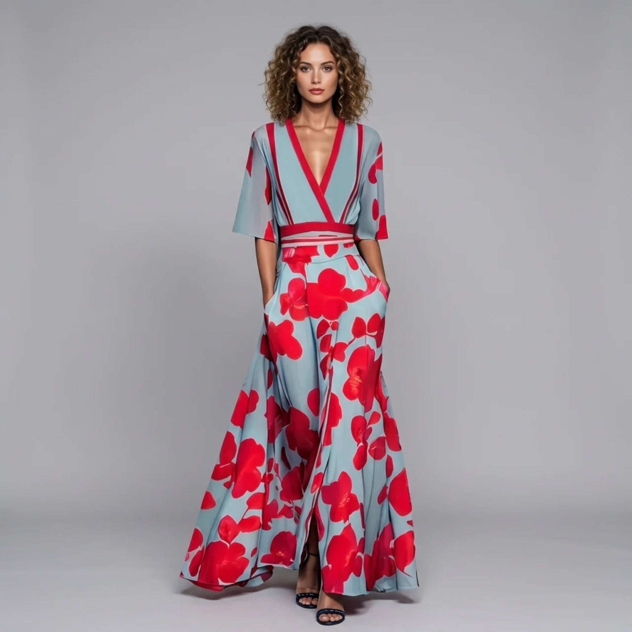 Women’s Floral-Print V-Neck Maxi Dress