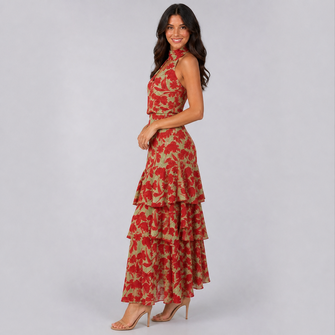 Women's Floral Tiered Skirt Co-ord Set – Skirt and Top Set