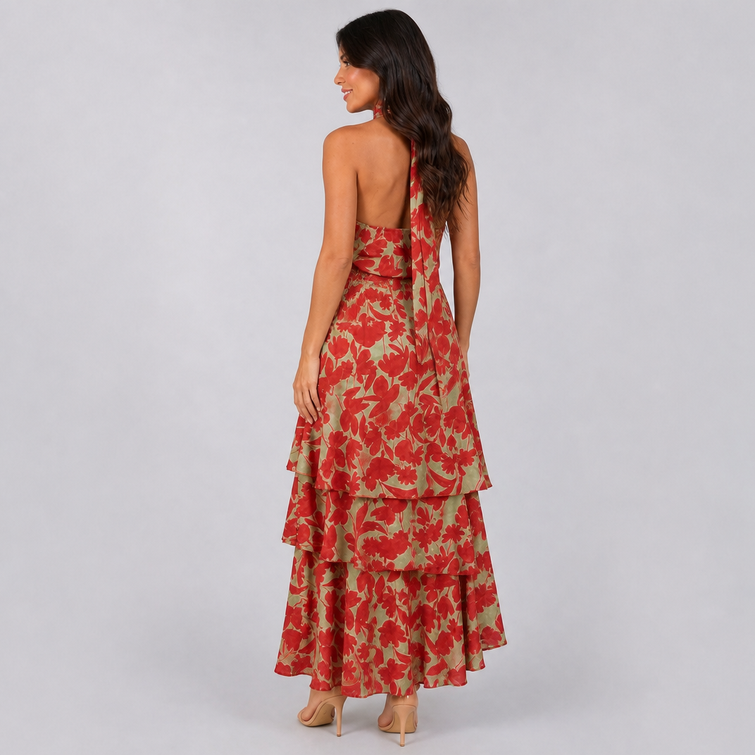 Women's Floral Tiered Skirt Co-ord Set – Skirt and Top Set