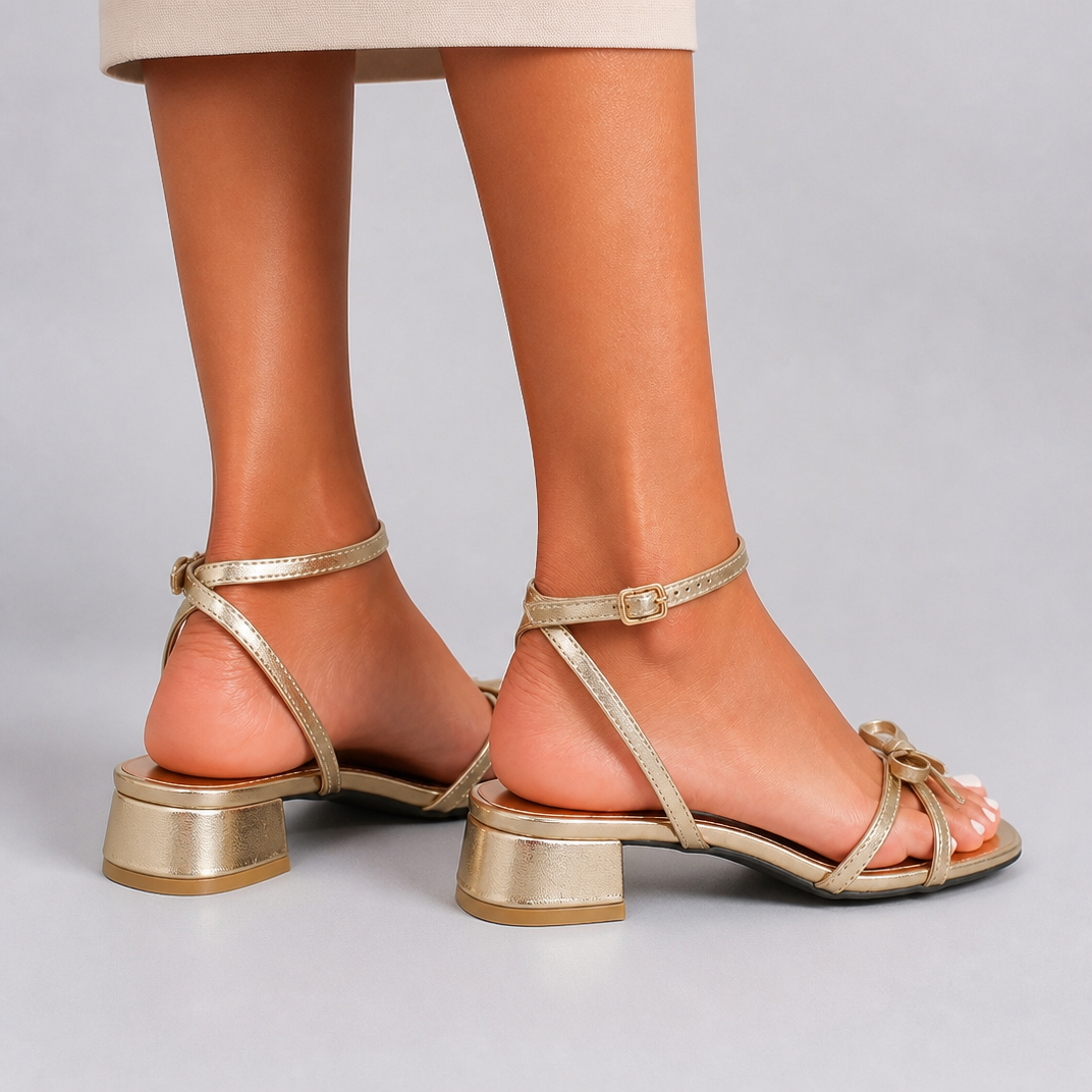 Women's Gold Heeled Sandals – Strappy Wedding Guest Shoes