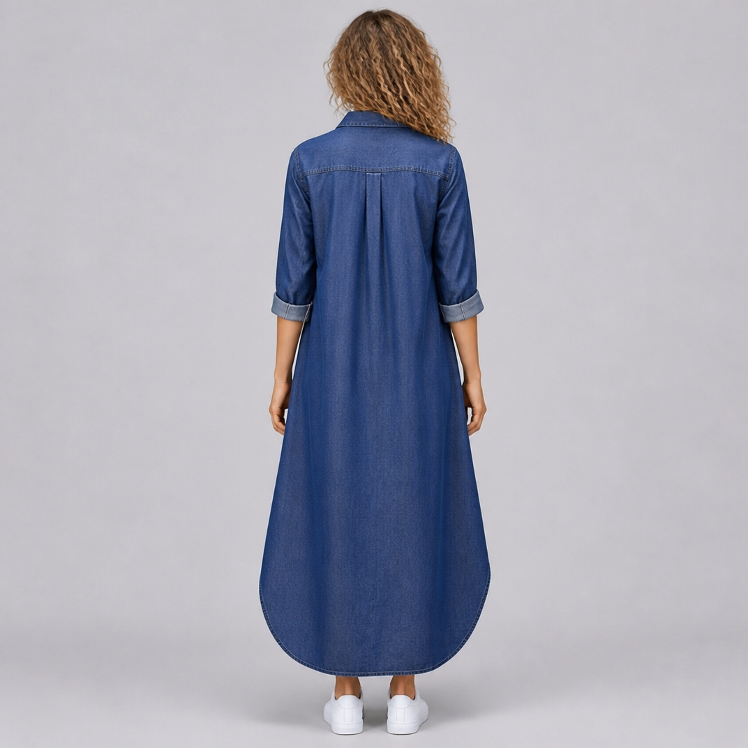 Women’s Long-Sleeve Denim Maxi Dress