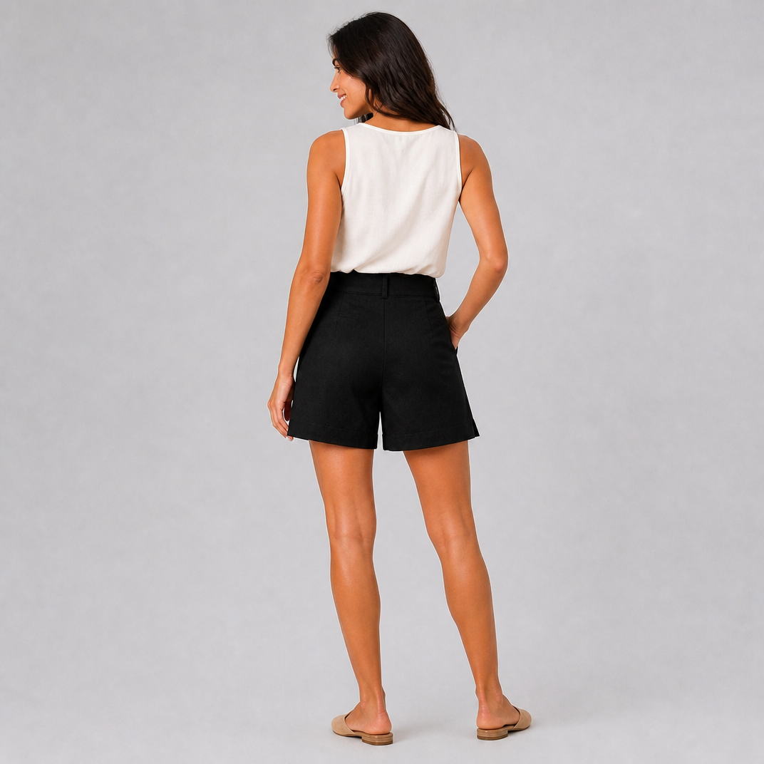 Women’s High-Waisted Pleated Linen Shorts