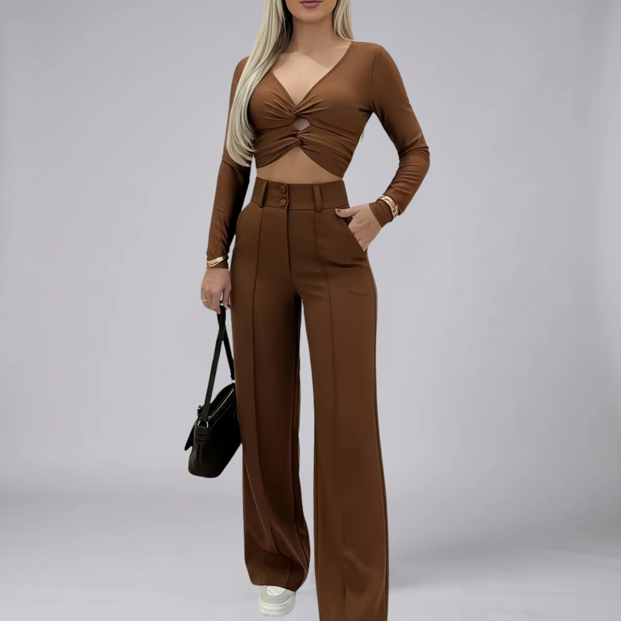 Women’s High-Waisted Wide-Leg Pintuck Trousers
