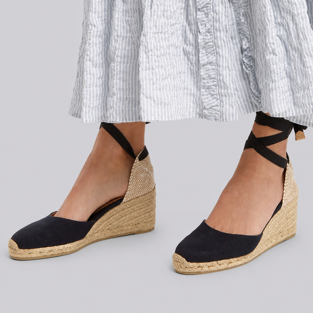 Women’s High Wedge Canvas Espadrille Sandals