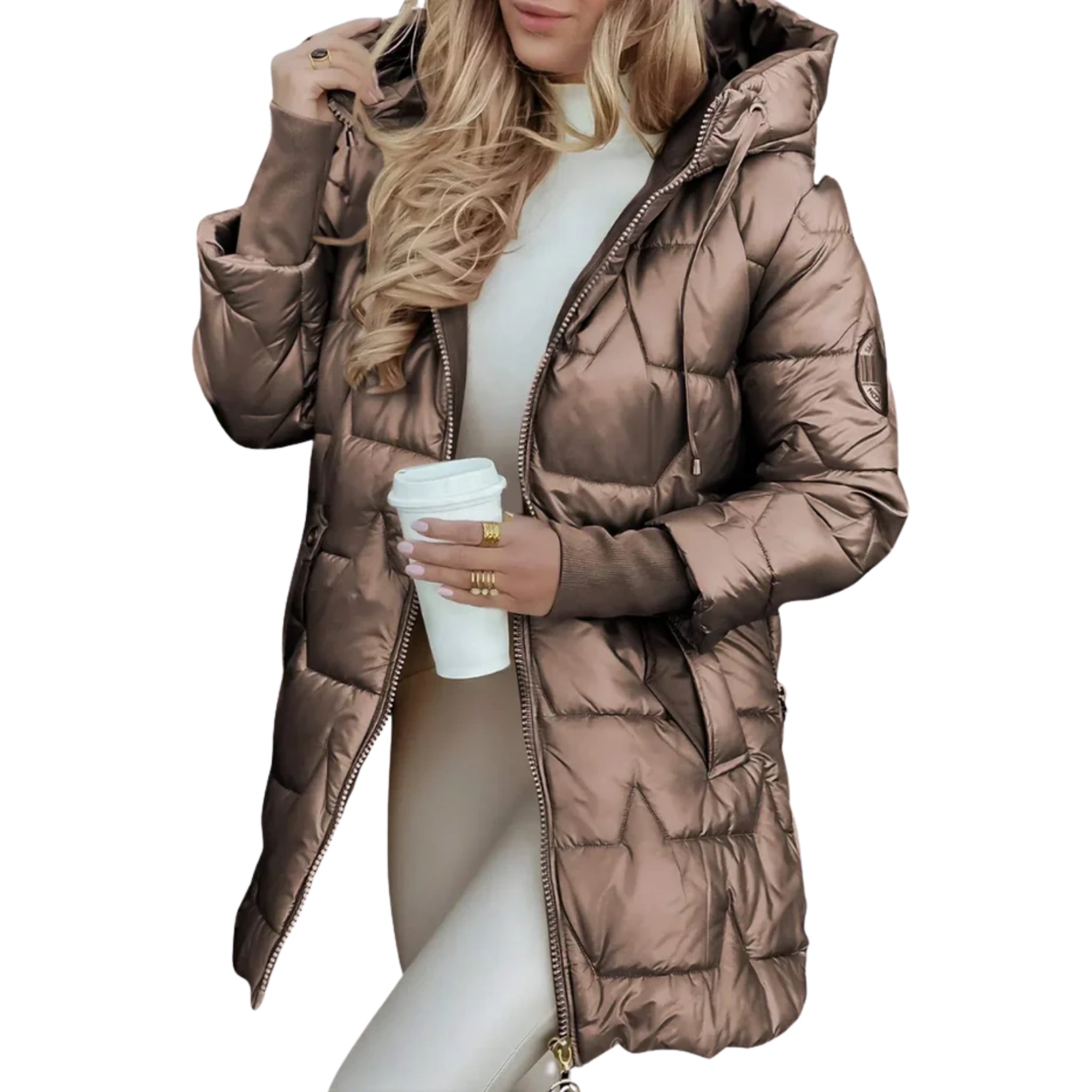 Women’s Metallic Hooded Puffer Jacket