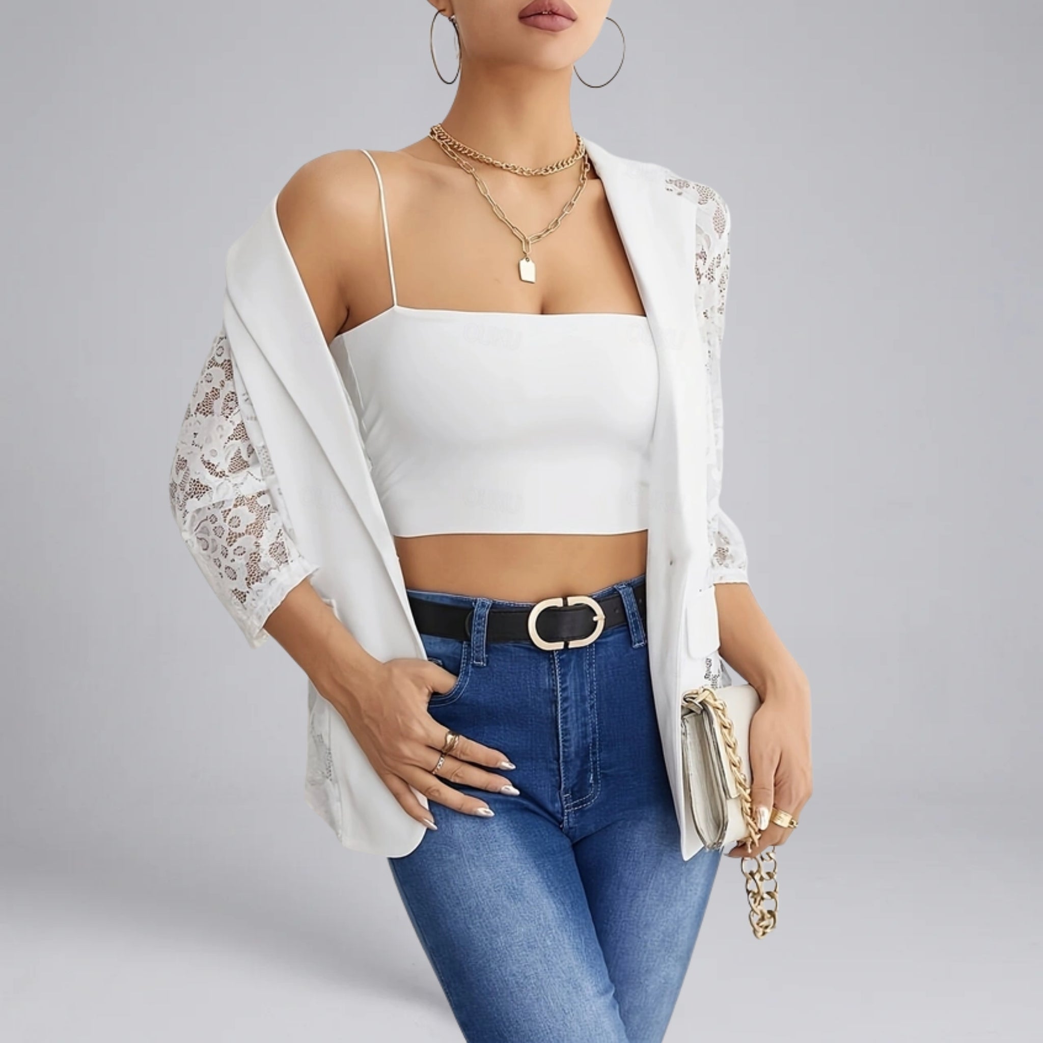 Women’s Lace Panel Tailored Blazer