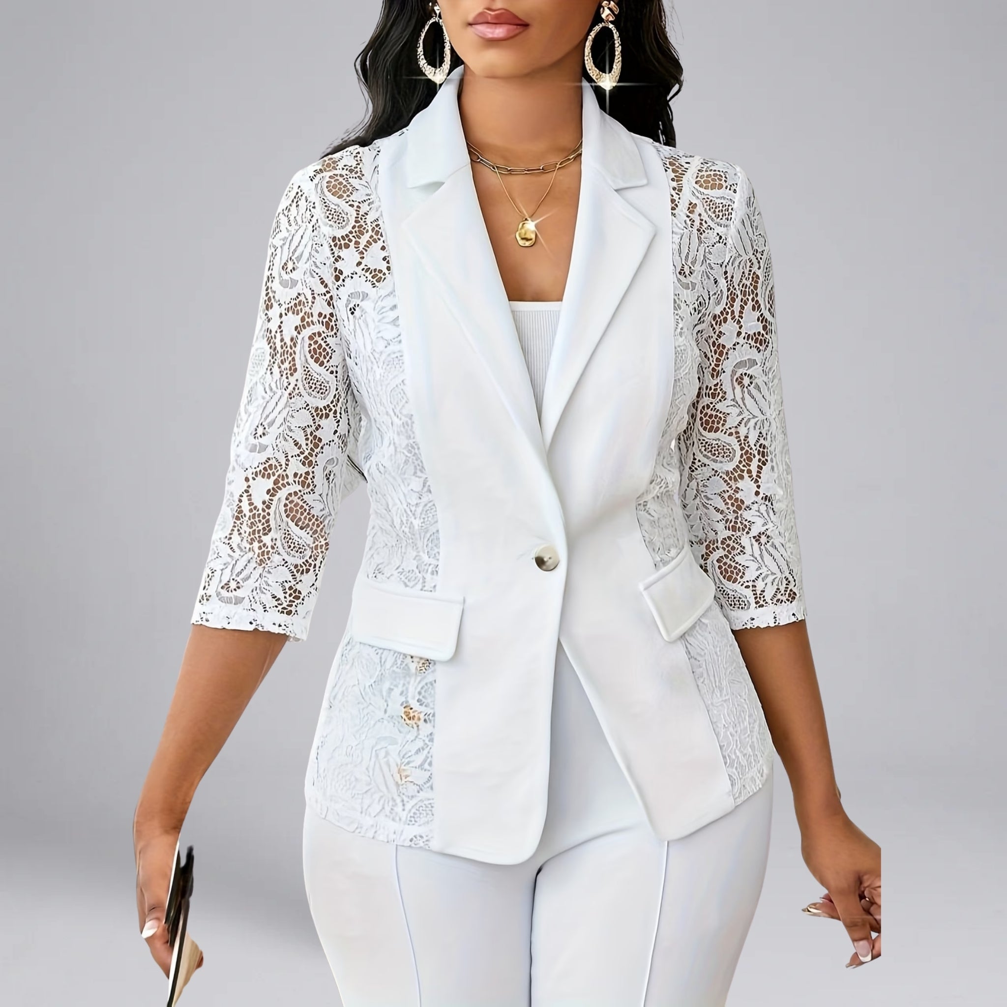 Women’s Lace Panel Tailored Blazer