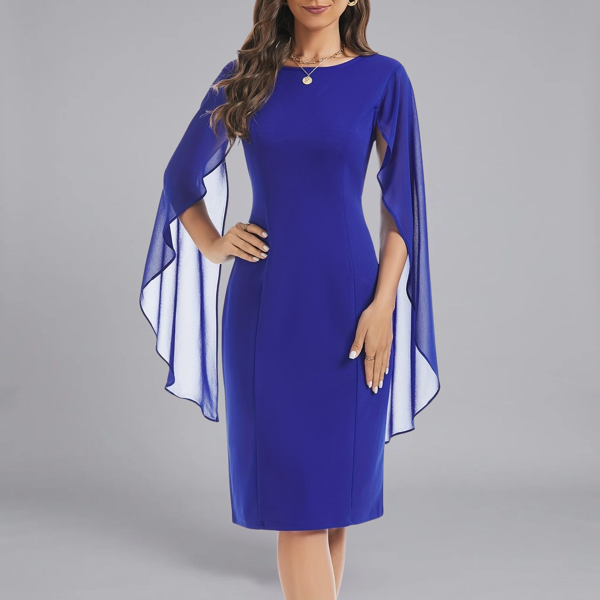 Women’s Lightweight Textured Chiffon Overlay Dress