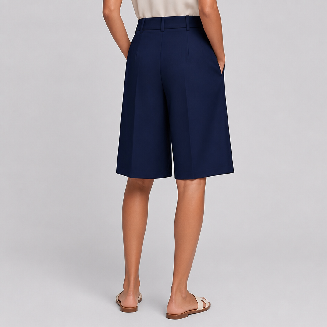 Women's Navy Blue Bermuda Shorts – Tailored Shorts Women