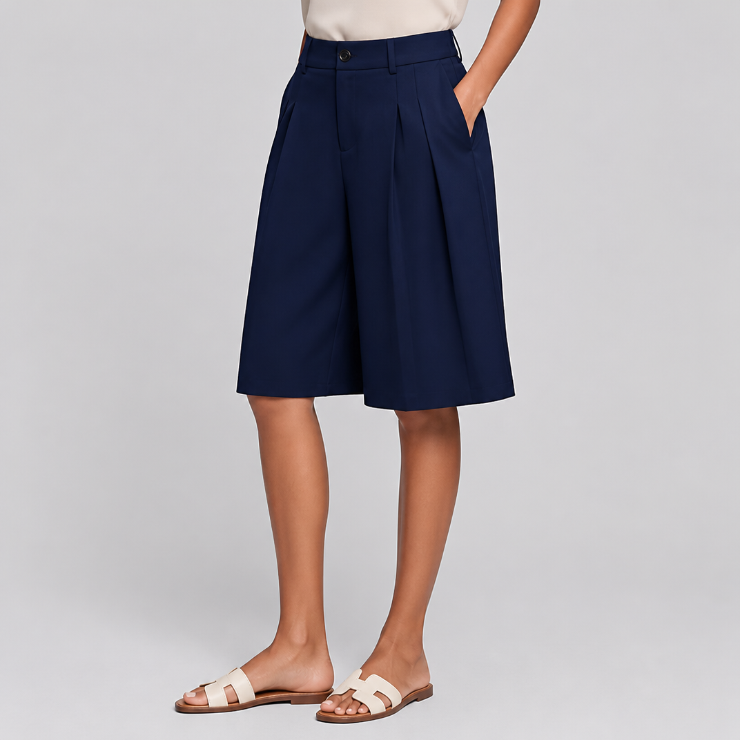 Women's Navy Blue Bermuda Shorts – Tailored Shorts Women