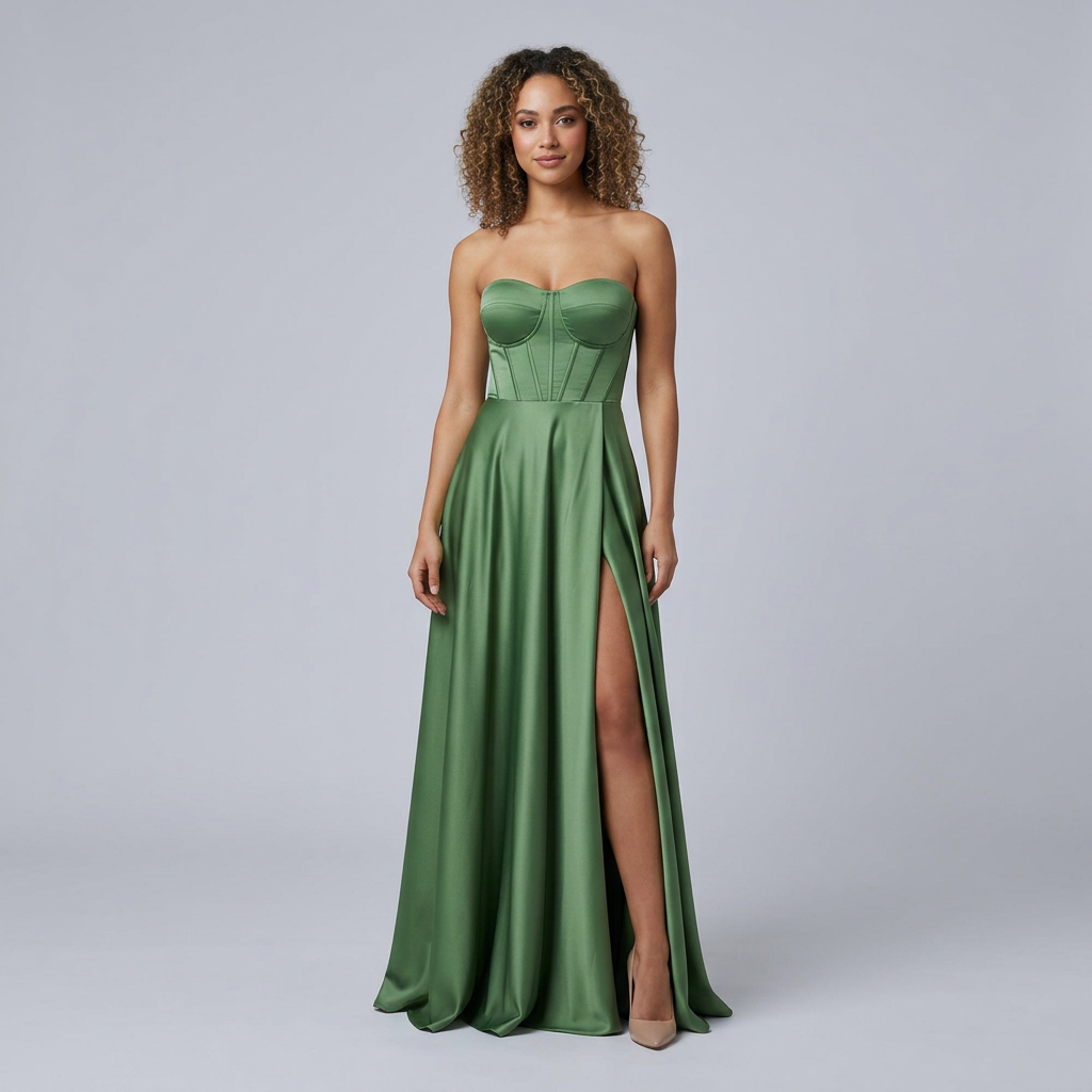 Women's Open Back Corset Maxi Dress – Elegant Evening Gown