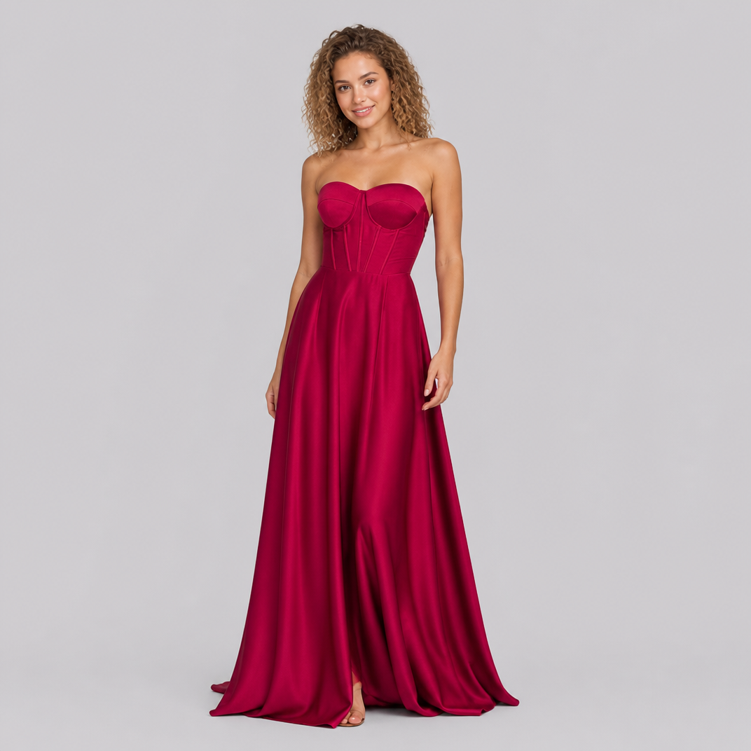 Women's Open Back Corset Maxi Dress – Elegant Evening Gown