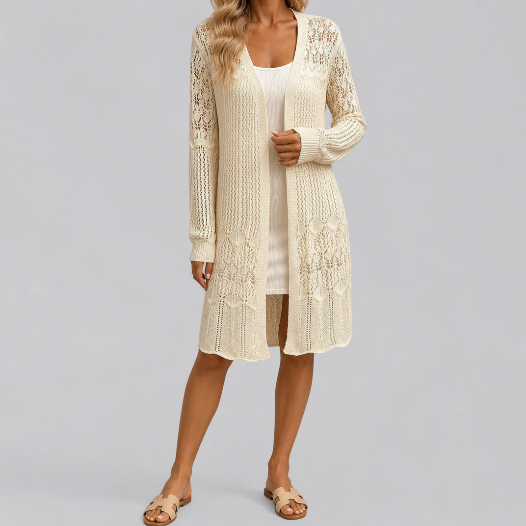 Women’s Open-Front Sheer Crochet Spring Cardigan