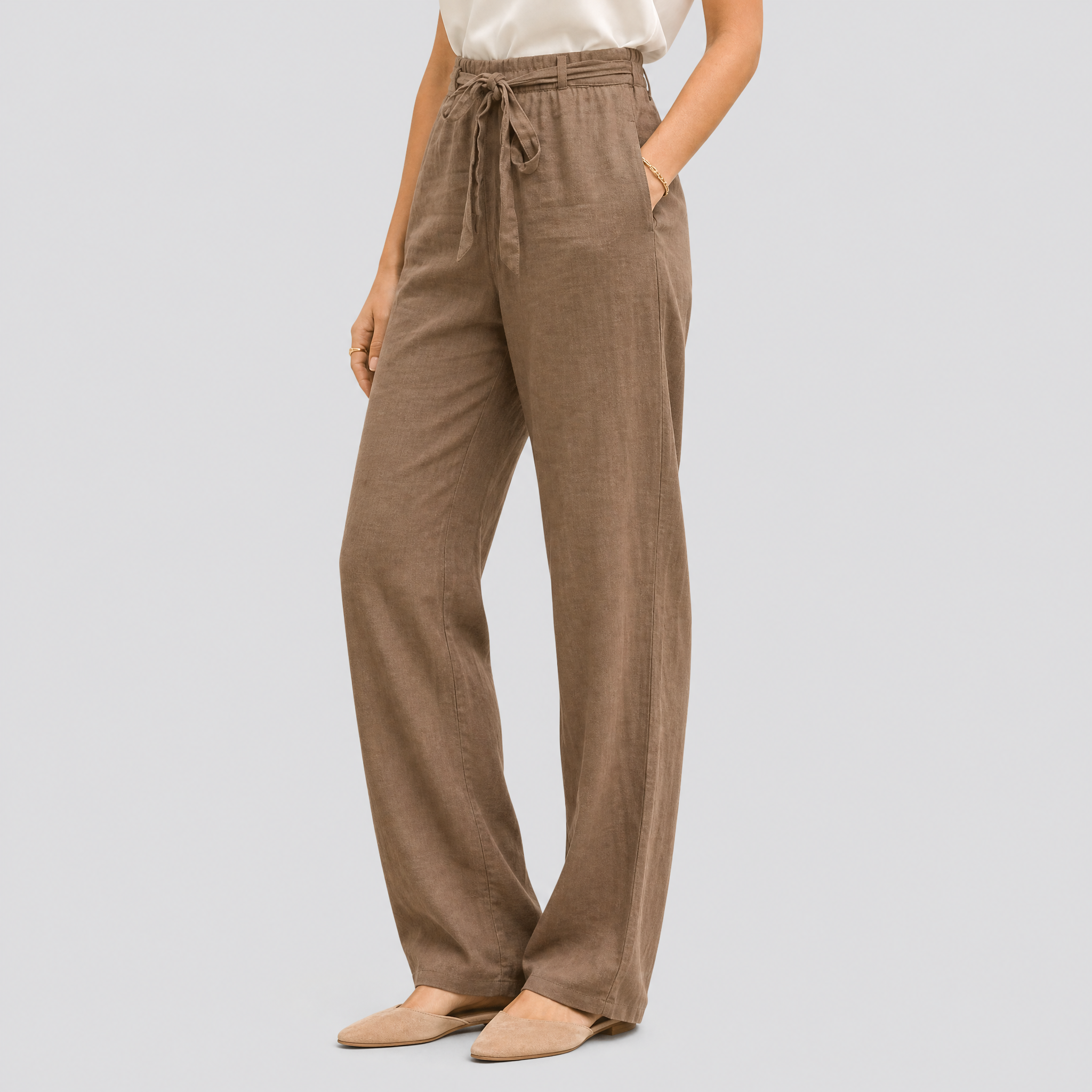 Women’s Paperbag Drawstring Linen Trousers