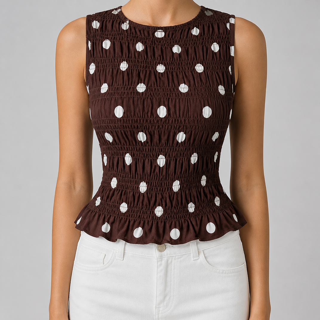 Women's Polka Dot Peplum Top – Summer Going Out Vest