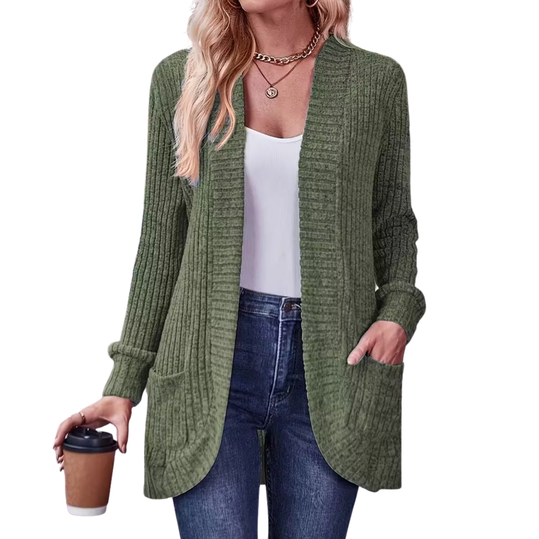 Women’s Ribbed Open Front Cardigan
