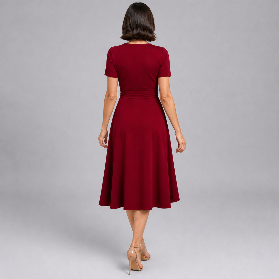 Women’s Ruched-Waist Wedding Midi Dress