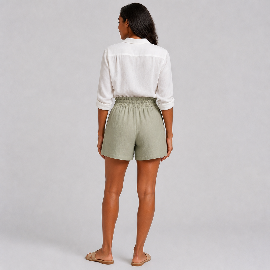 Women's Sage Green Linen Shorts – High Waisted Women's Shorts