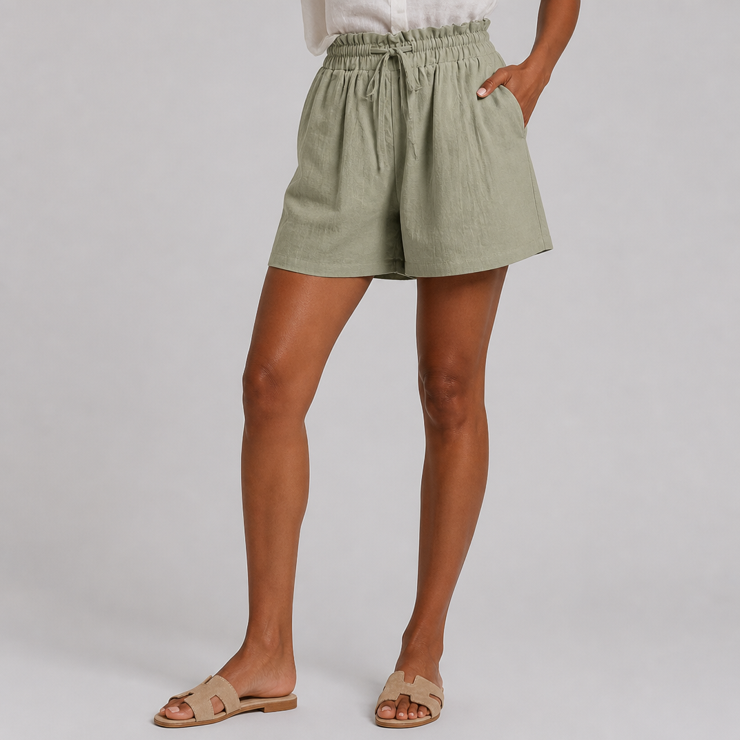 Women's Sage Green Linen Shorts – High Waisted Women's Shorts