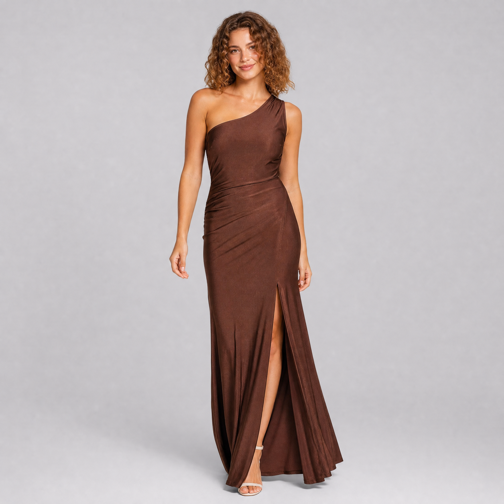 Women's Satin One Shoulder Maxi Dress – Formal Party Dress