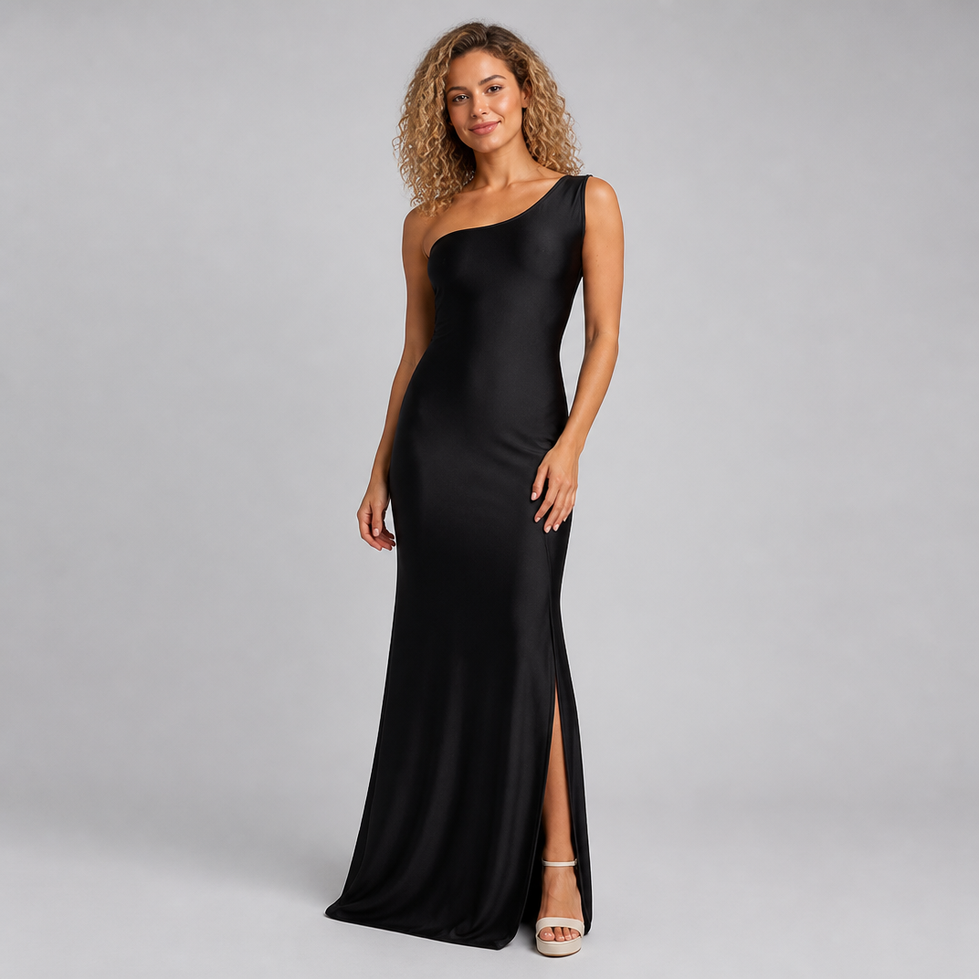 Women's Satin One Shoulder Maxi Dress – Formal Party Dress