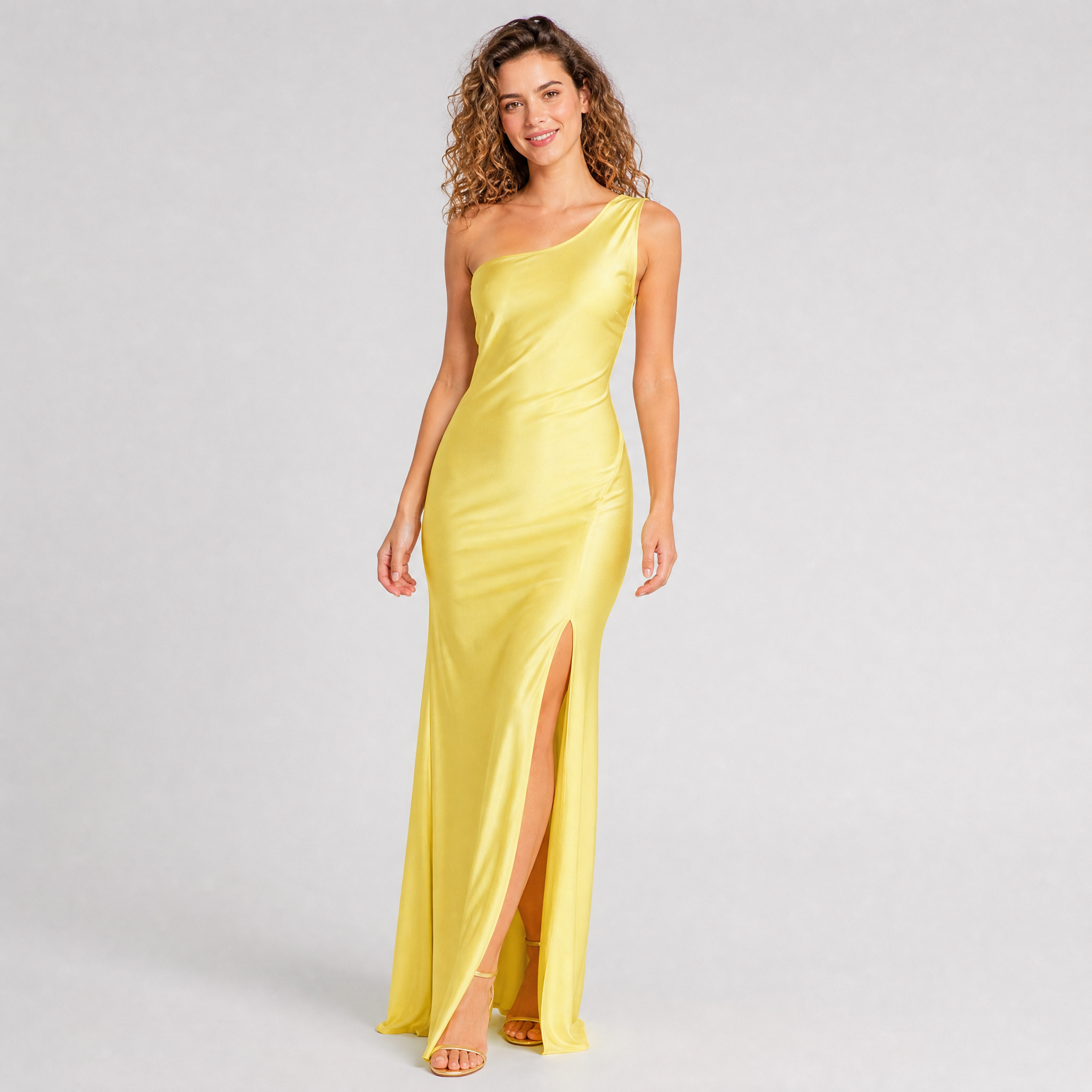 Women's Satin One Shoulder Maxi Dress – Formal Party Dress