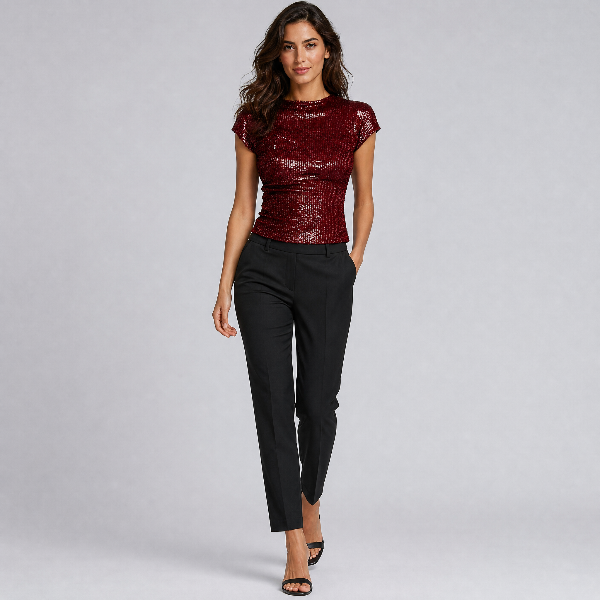 Women's Sequin Crop Top – Sparkly Going Out Top
