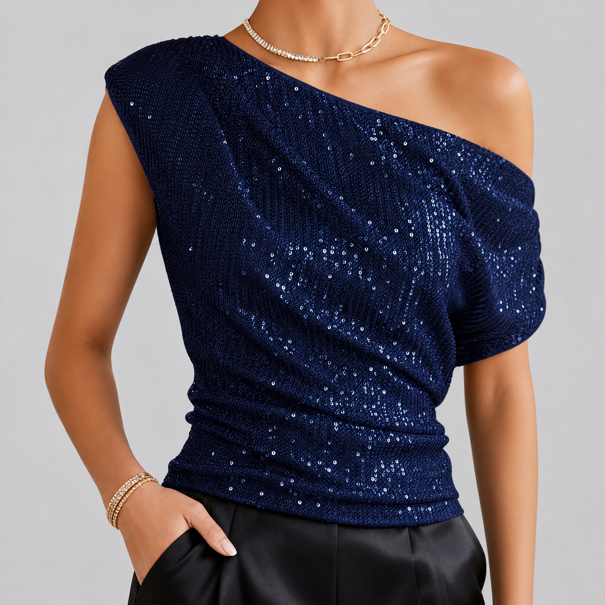 Women's Sequin Off The Shoulder Top – Sparkly Going Out Top