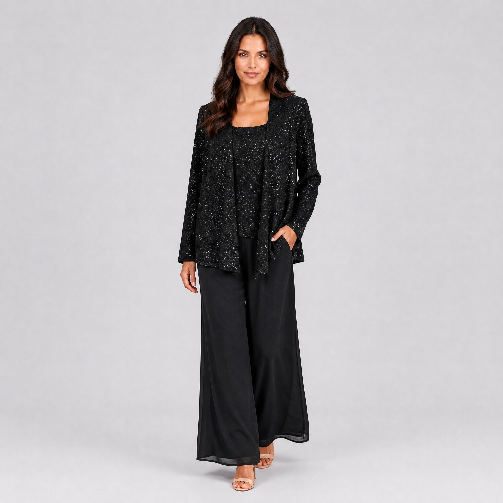 Women's Sequin Three-Piece Co-ord Set – Occasion Trouser Suit