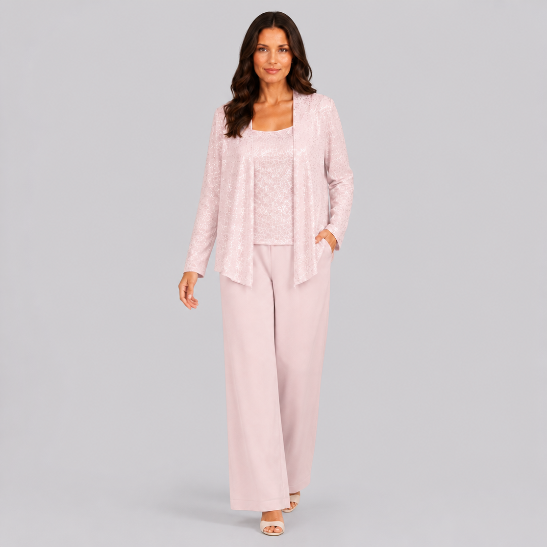 Women's Sequin Three-Piece Co-ord Set – Occasion Trouser Suit
