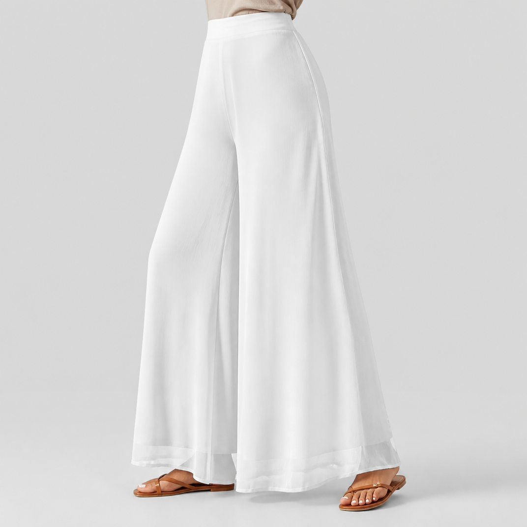 Women's Sheer Drape Palazzo Pants – Wide Leg Trousers