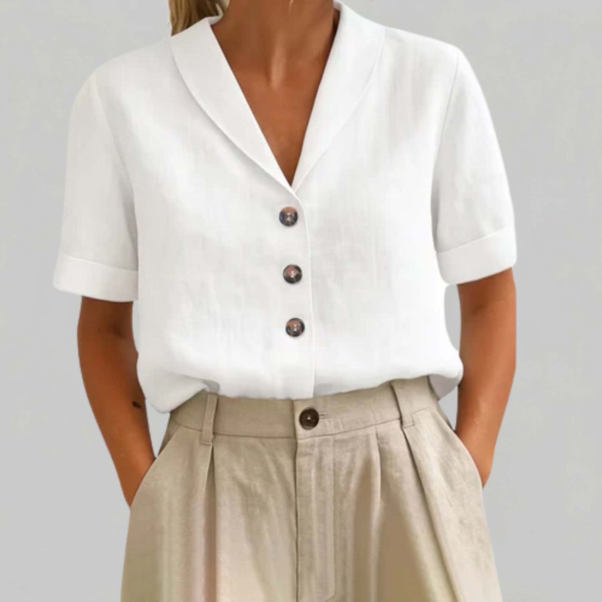 Women’s Solid Textured V-Neck Shirt
