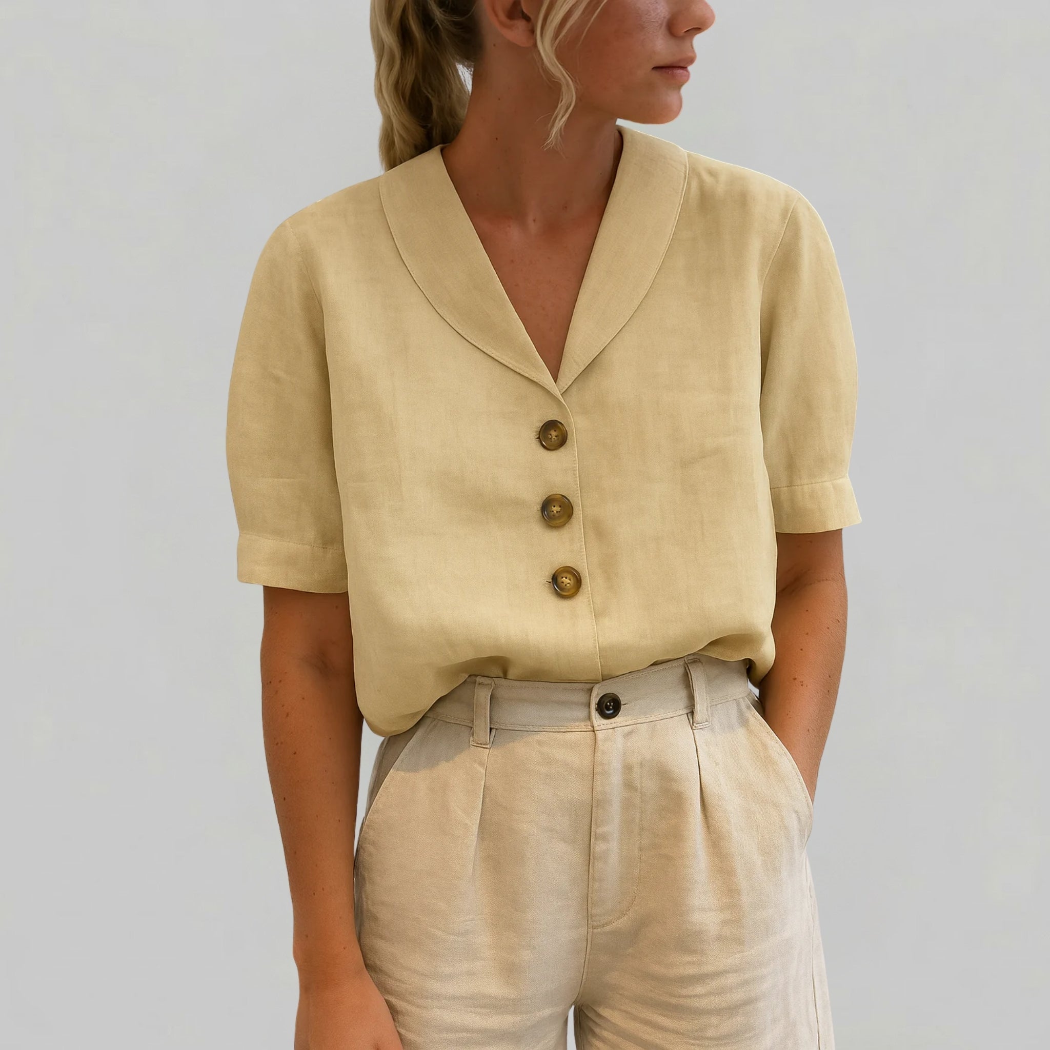 Women’s Solid Textured V-Neck Shirt