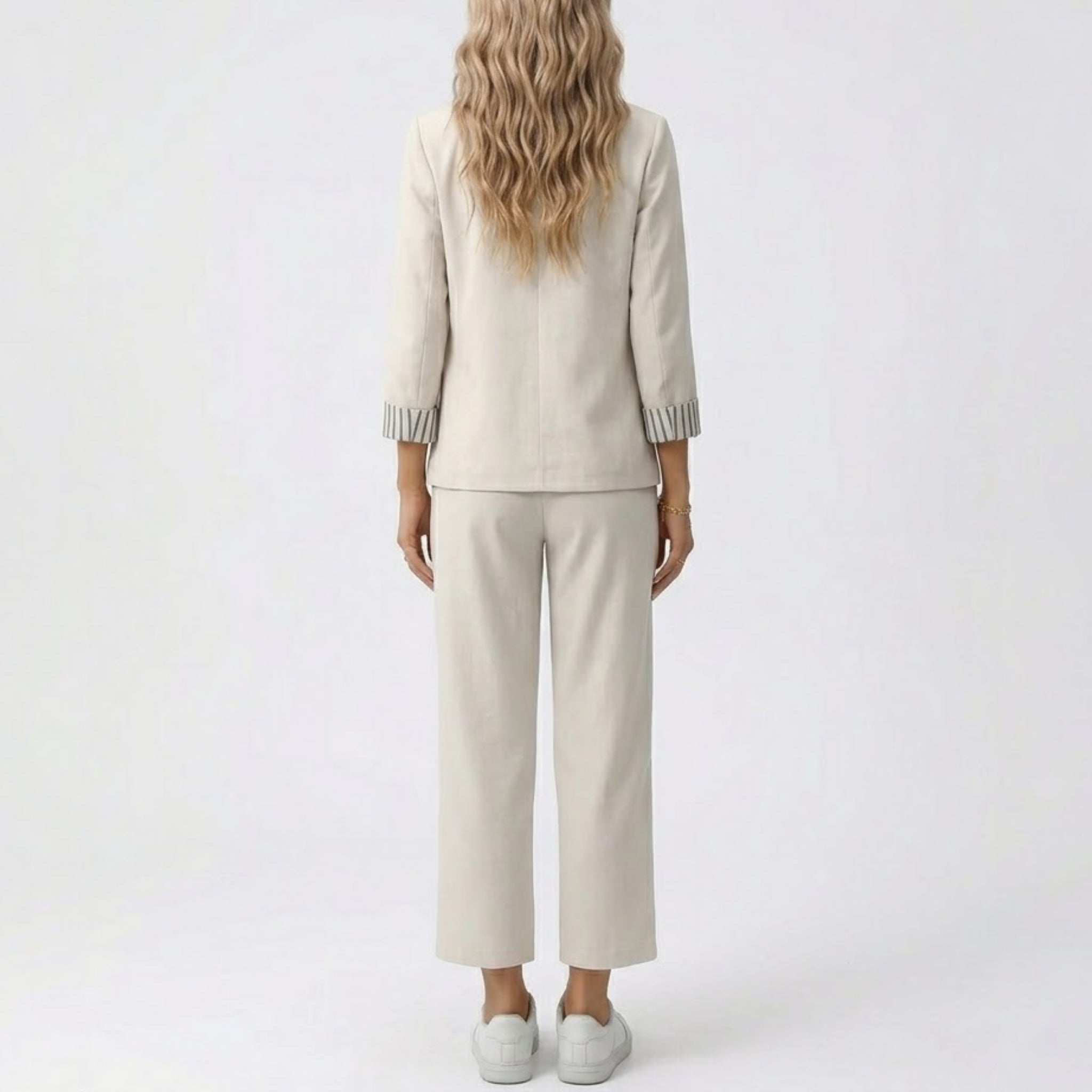 Women’s Striped-Cuff Blazer & Drawstring Trouser Set