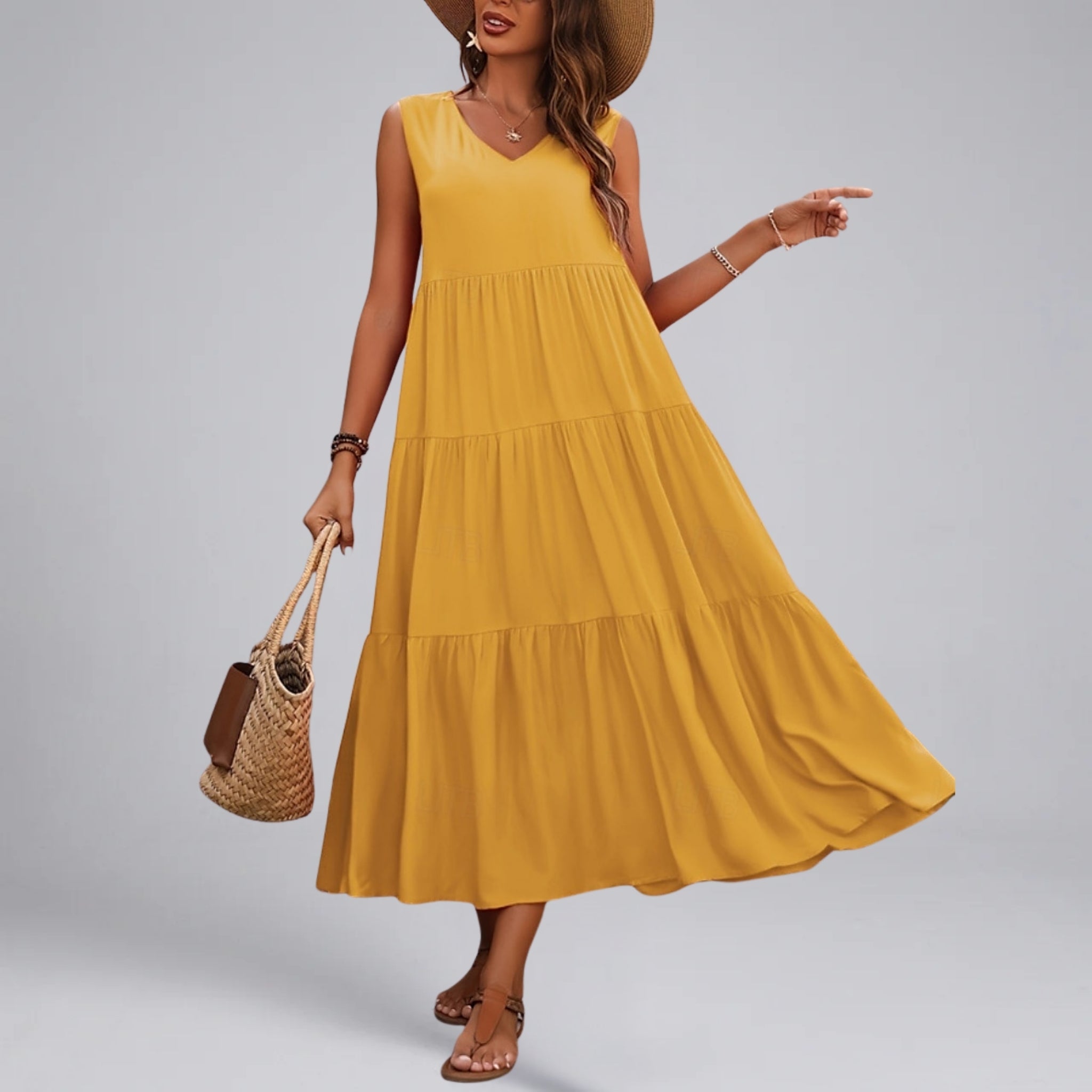 Women’s Tiered V-Neck Maxi Dress