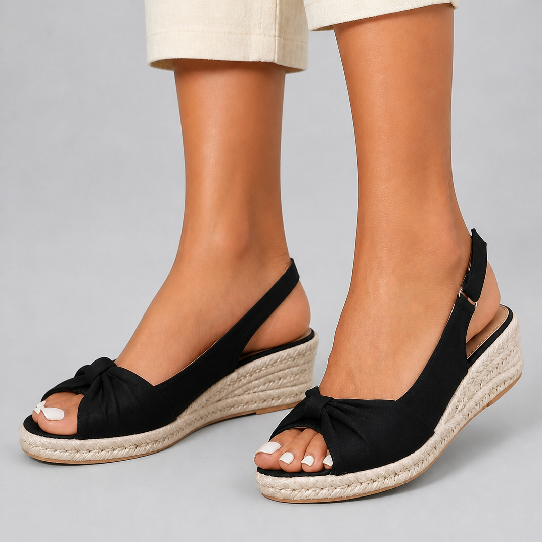 Women’s Twist-Front Espadrille Slingback Wedge Sandals