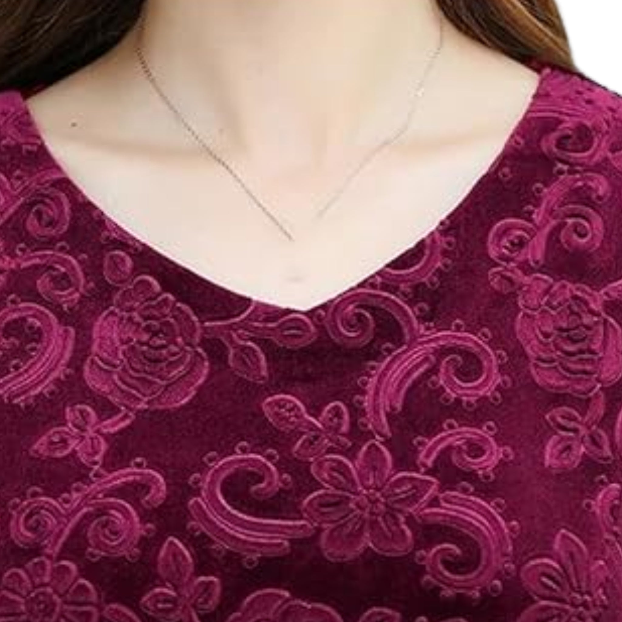 Women’s V-Neck Floral Velvet Maxi Dress