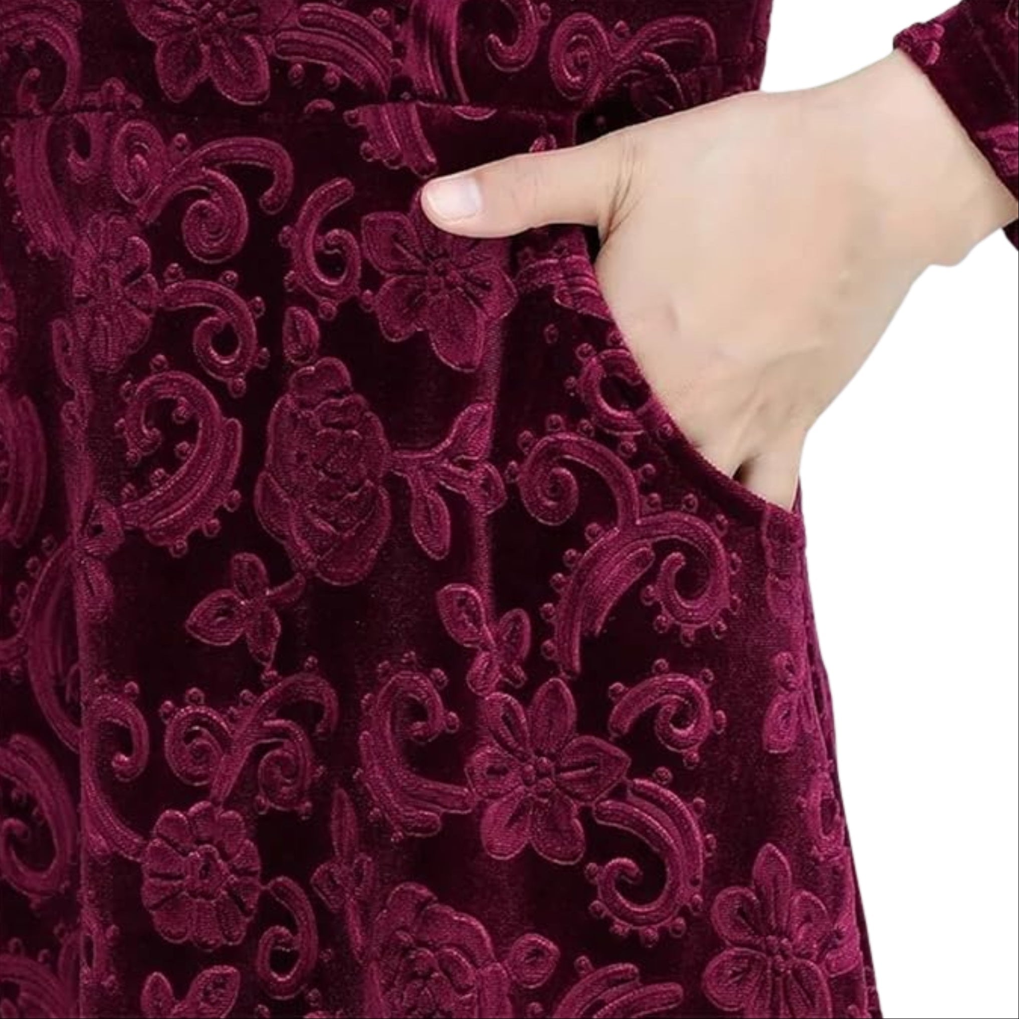 Women’s V-Neck Floral Velvet Maxi Dress