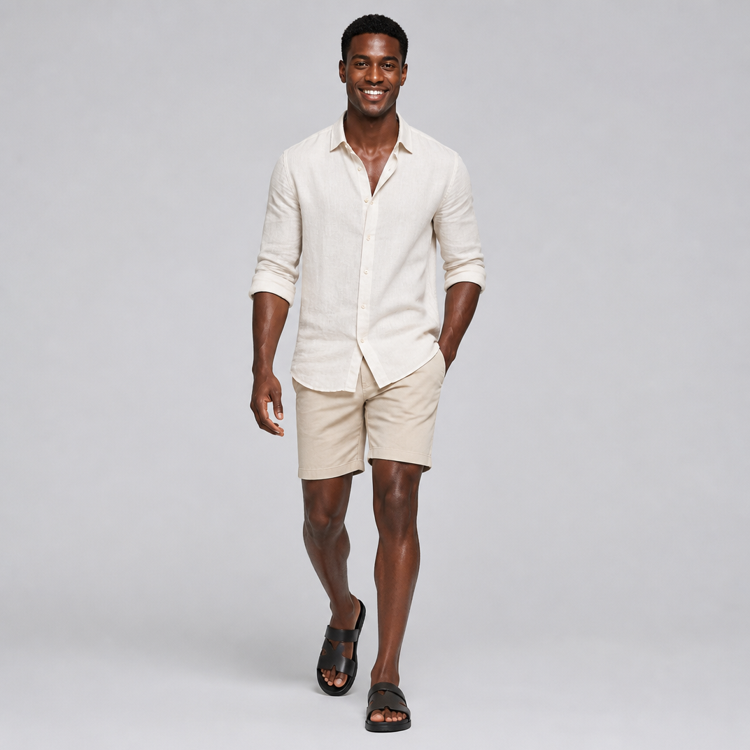 Men’s Black Cut-Out Smart-Casual Slides