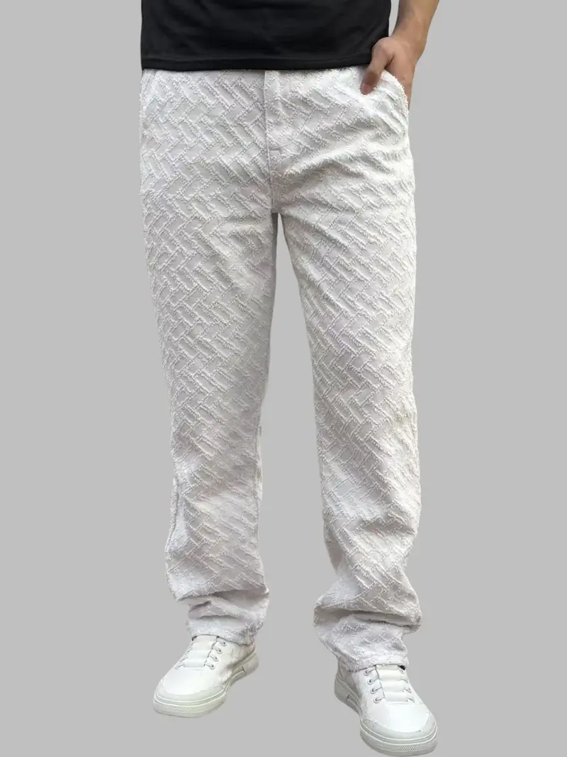 Men's Straight-Leg Embossed Trousers