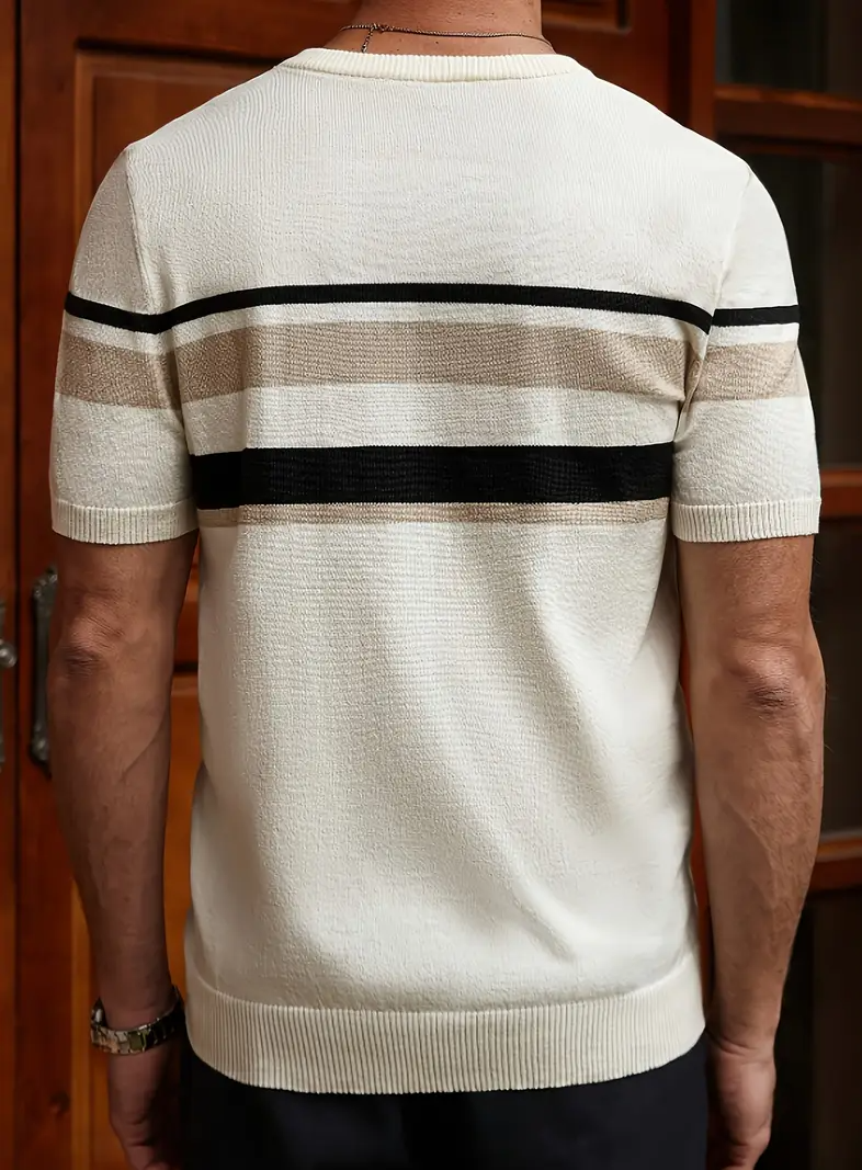 Men's Three-Stripe Ribbed Hem T-shirt