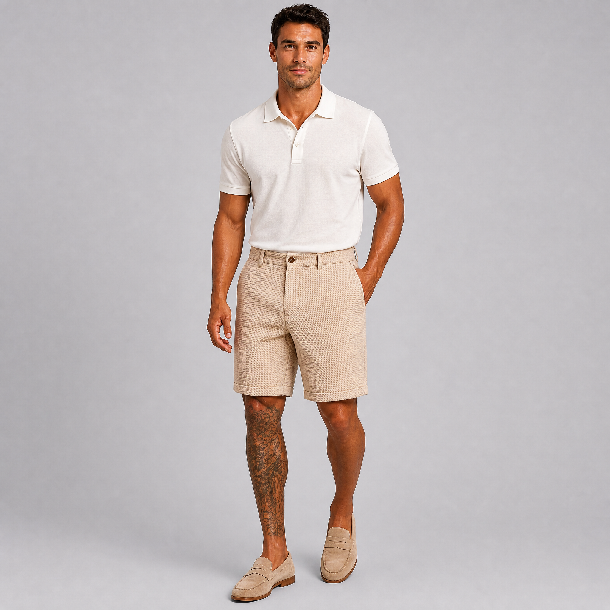 Men's Beige Tailored Shorts – Smart Chino Shorts Men