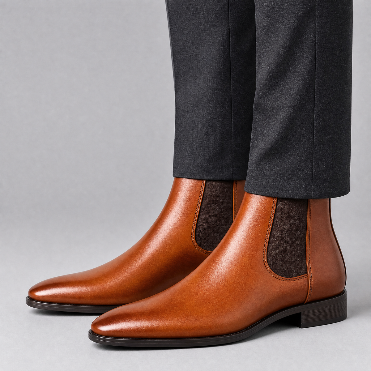 Men's Black Leather Formal Chelsea Boots