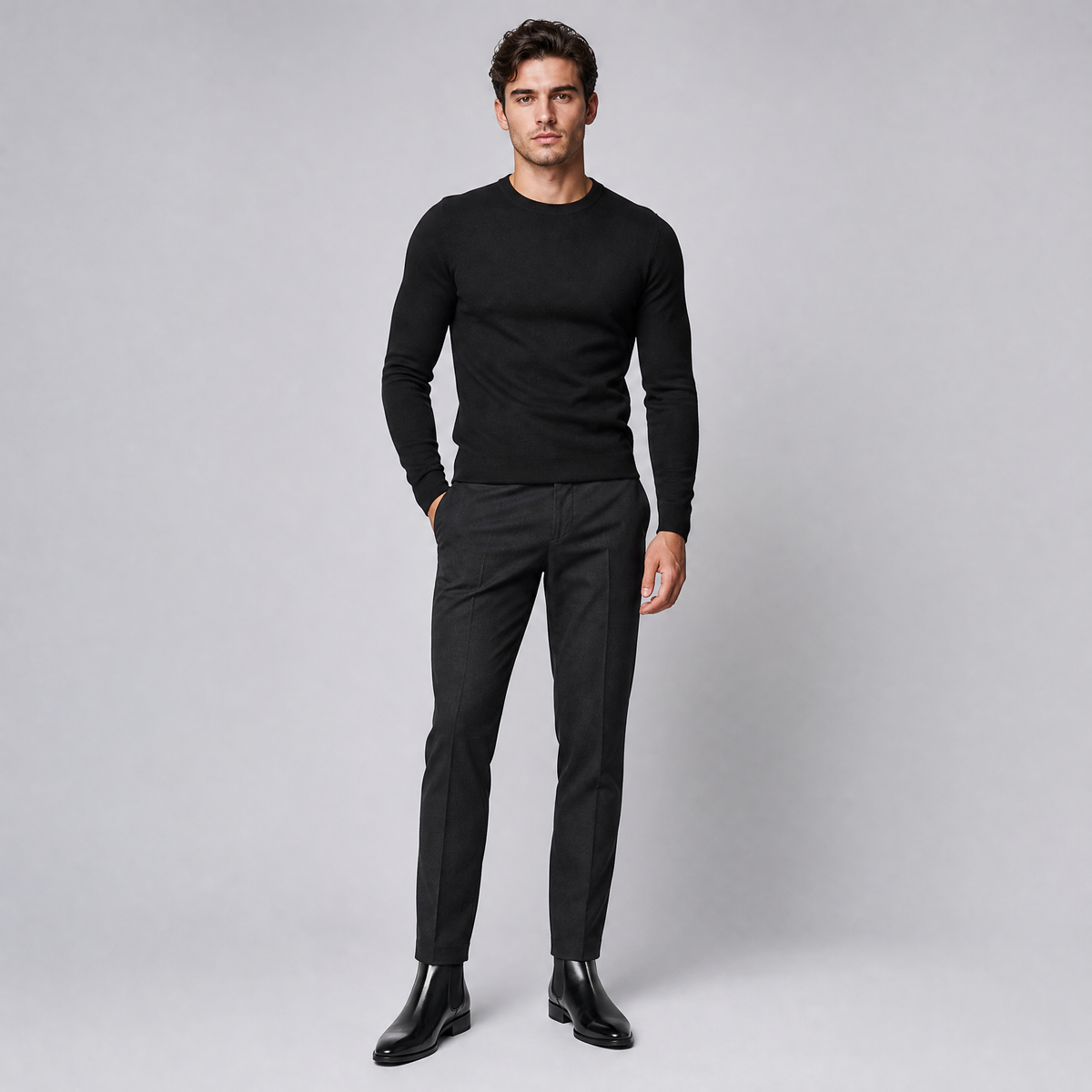 Men's Black Leather Formal Chelsea Boots