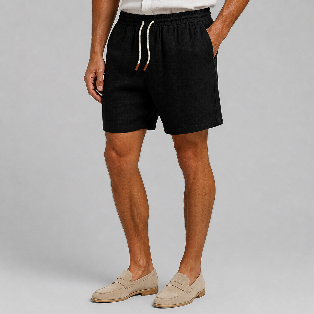 Men's Black Linen-Blend Shorts – Summer Chino Shorts Men