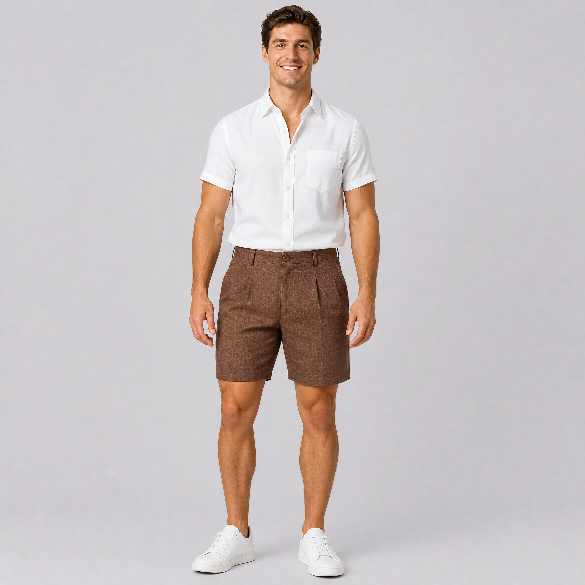 Men's Brown Tailored Shorts – Smart Pleated Chino Shorts