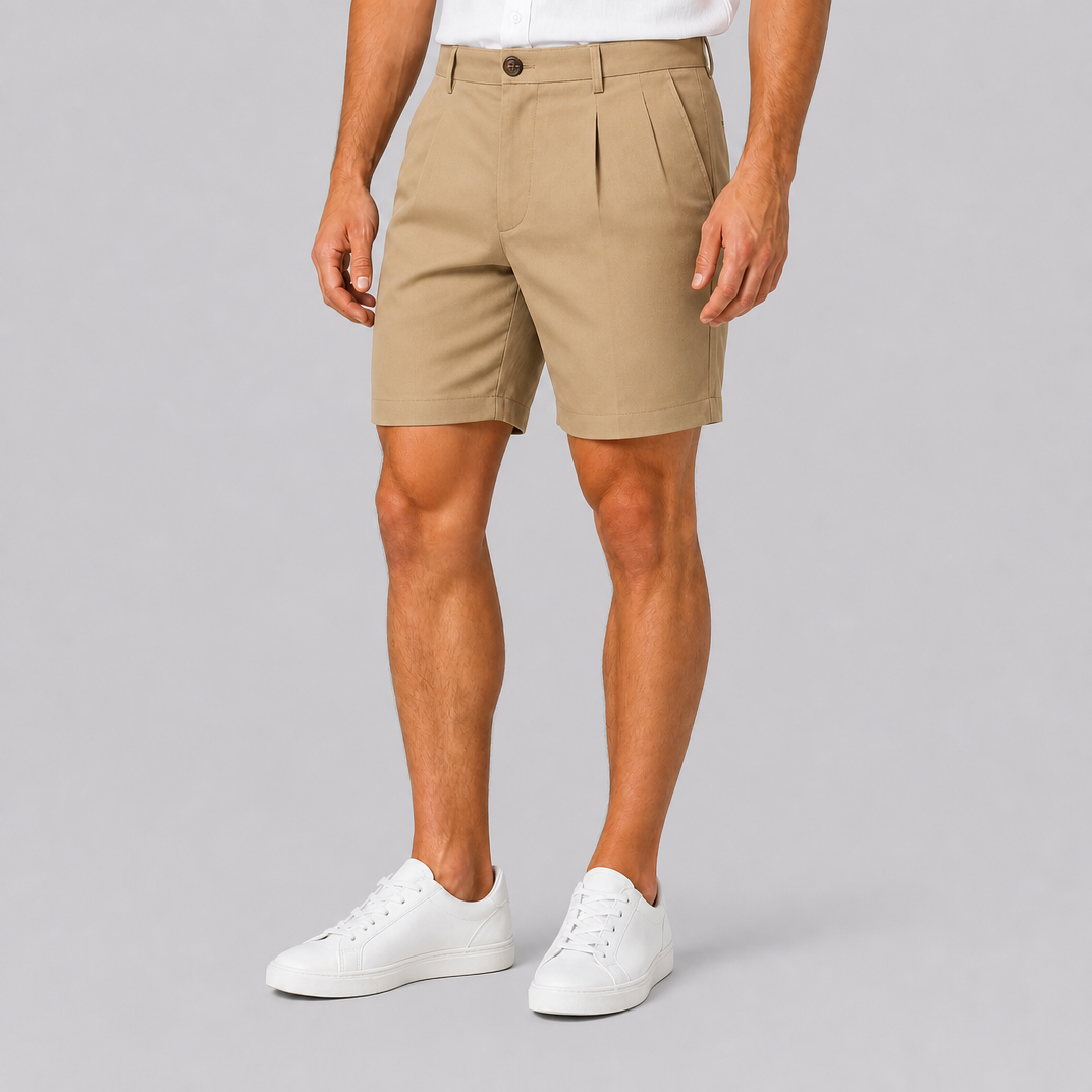 Men's Brown Tailored Shorts – Smart Pleated Chino Shorts
