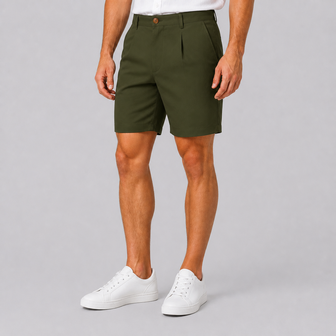 Men's Brown Tailored Shorts – Smart Pleated Chino Shorts